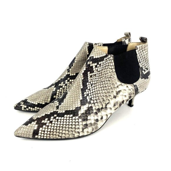M by Bruno Magli Kisha Snake-Embossed Leather Pointed Bootie 40 US9 Kitten Heel